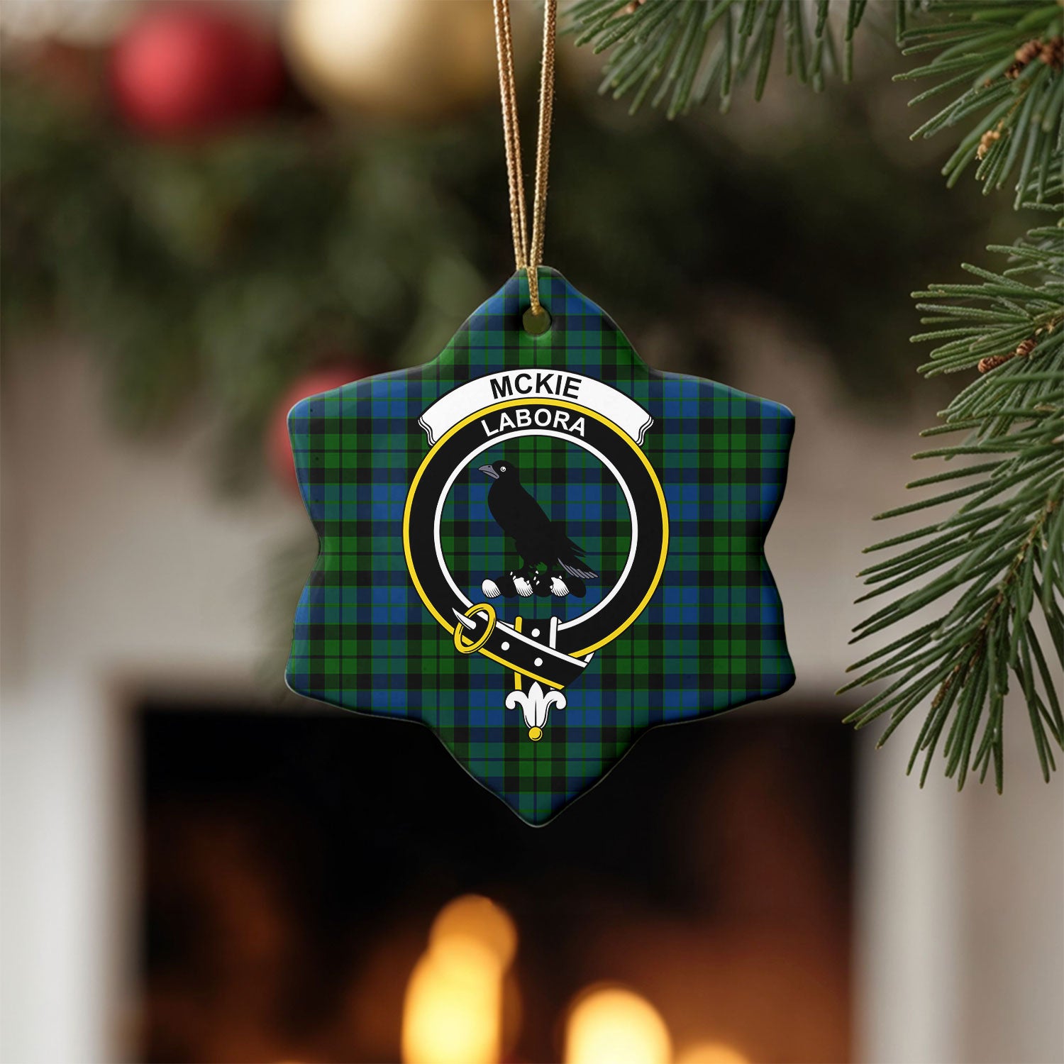 McKie Tartan Crest Christmas Ceramic Ornament