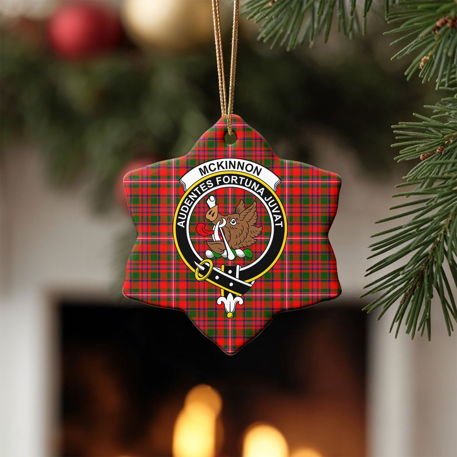McKinnon Modern Tartan Crest Christmas Ceramic Ornament