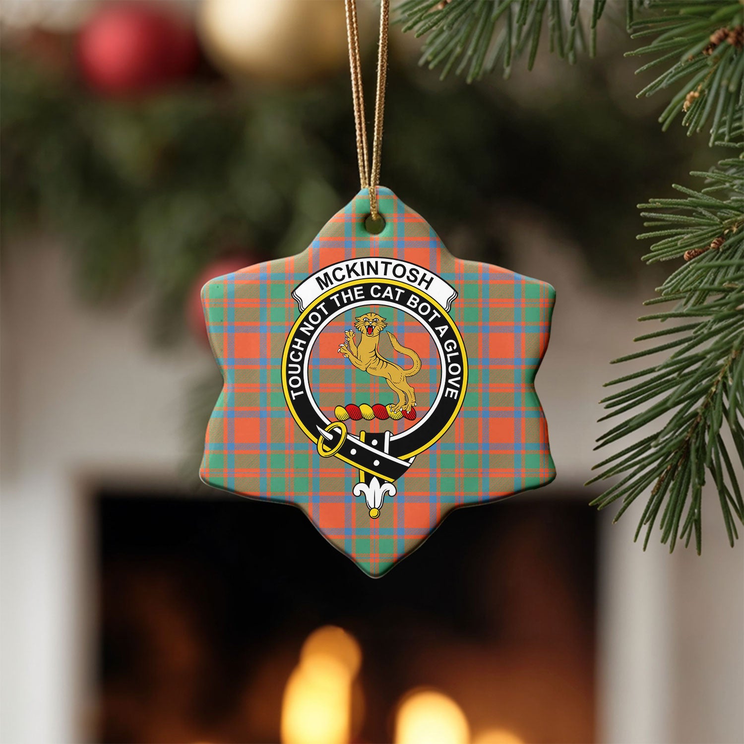 McKintosh Ancient Tartan Crest Christmas Ceramic Ornament