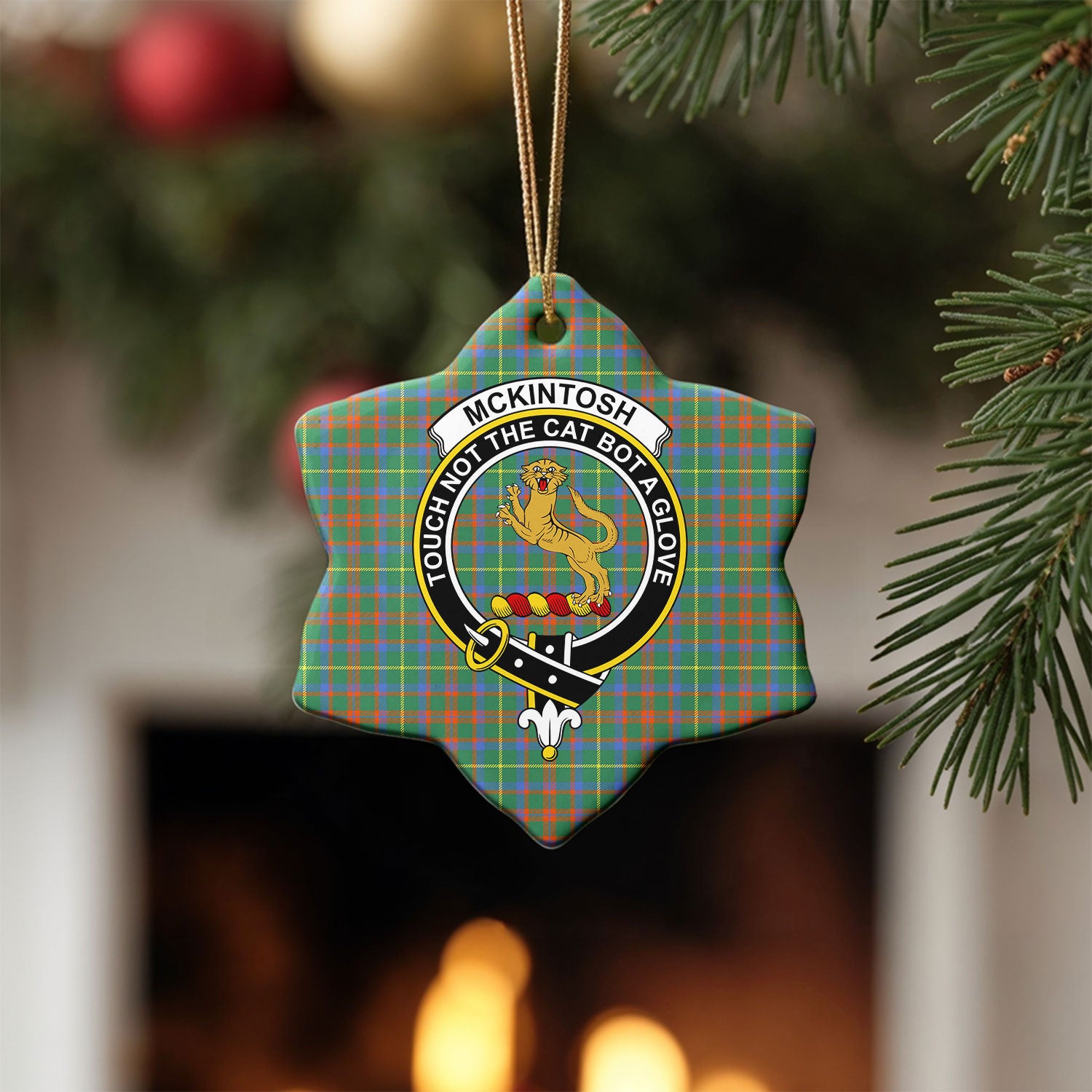 McKintosh Hunting Ancient Tartan Crest Christmas Ceramic Ornament