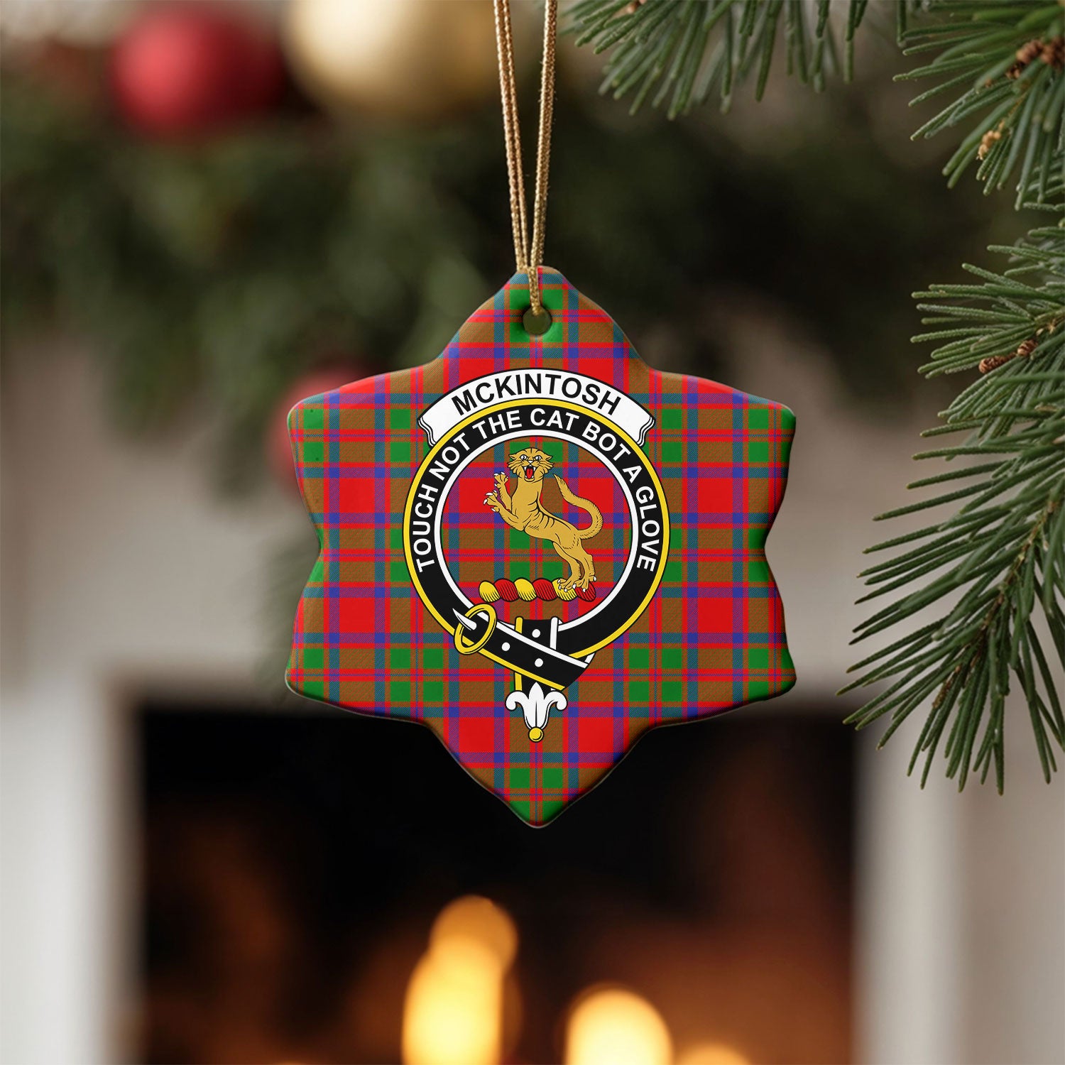 McKintosh Modern Tartan Crest Christmas Ceramic Ornament