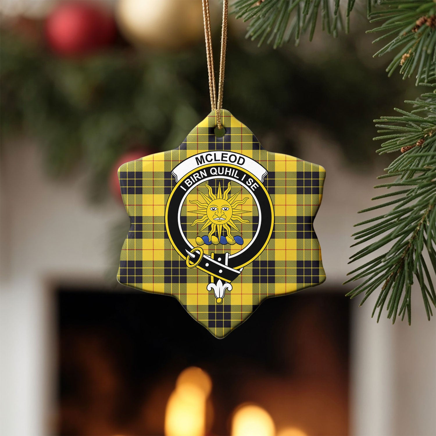McLeod of Lewis Ancient Tartan Crest Christmas Ceramic Ornament