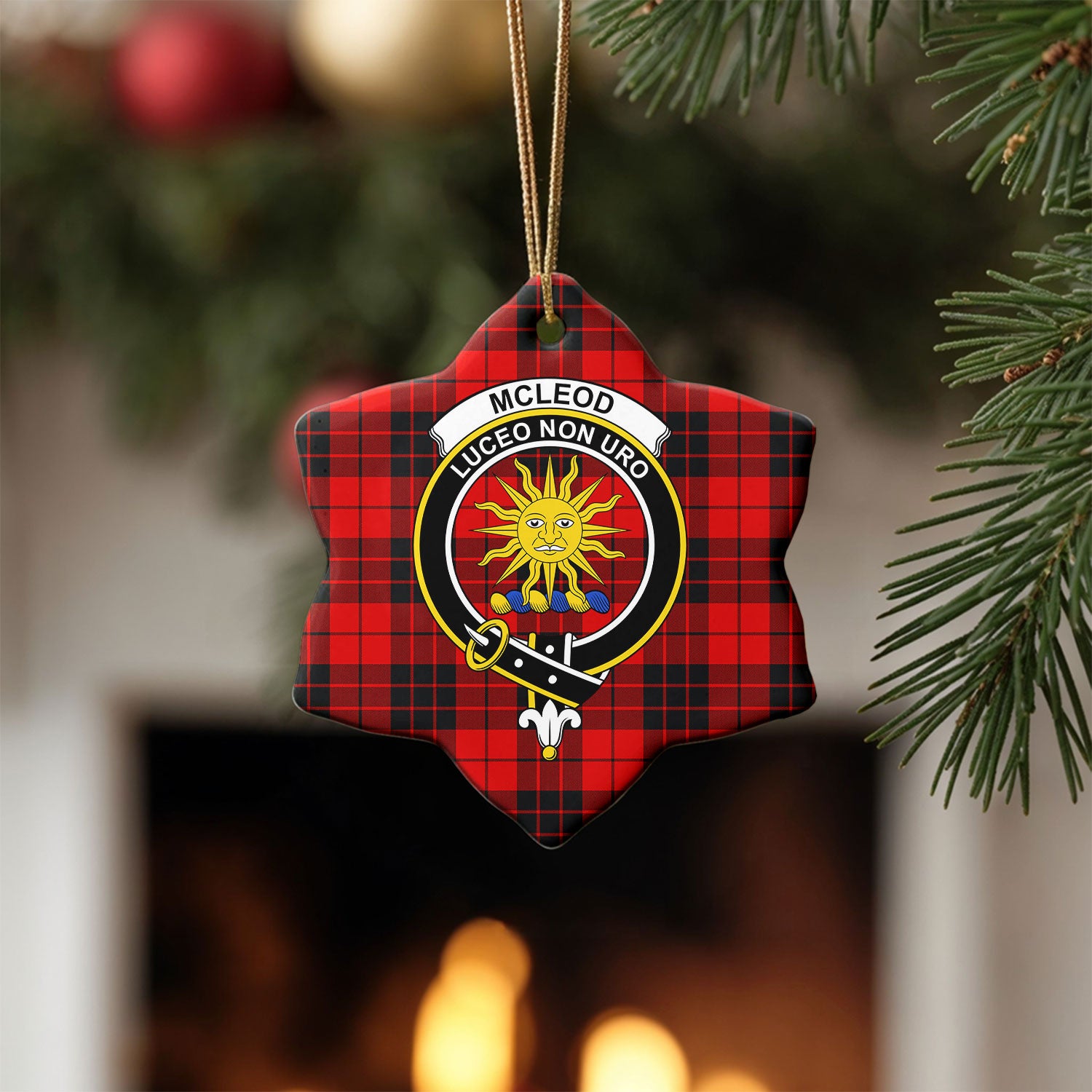 McLeod of Raasay Tartan Crest Christmas Ceramic Ornament