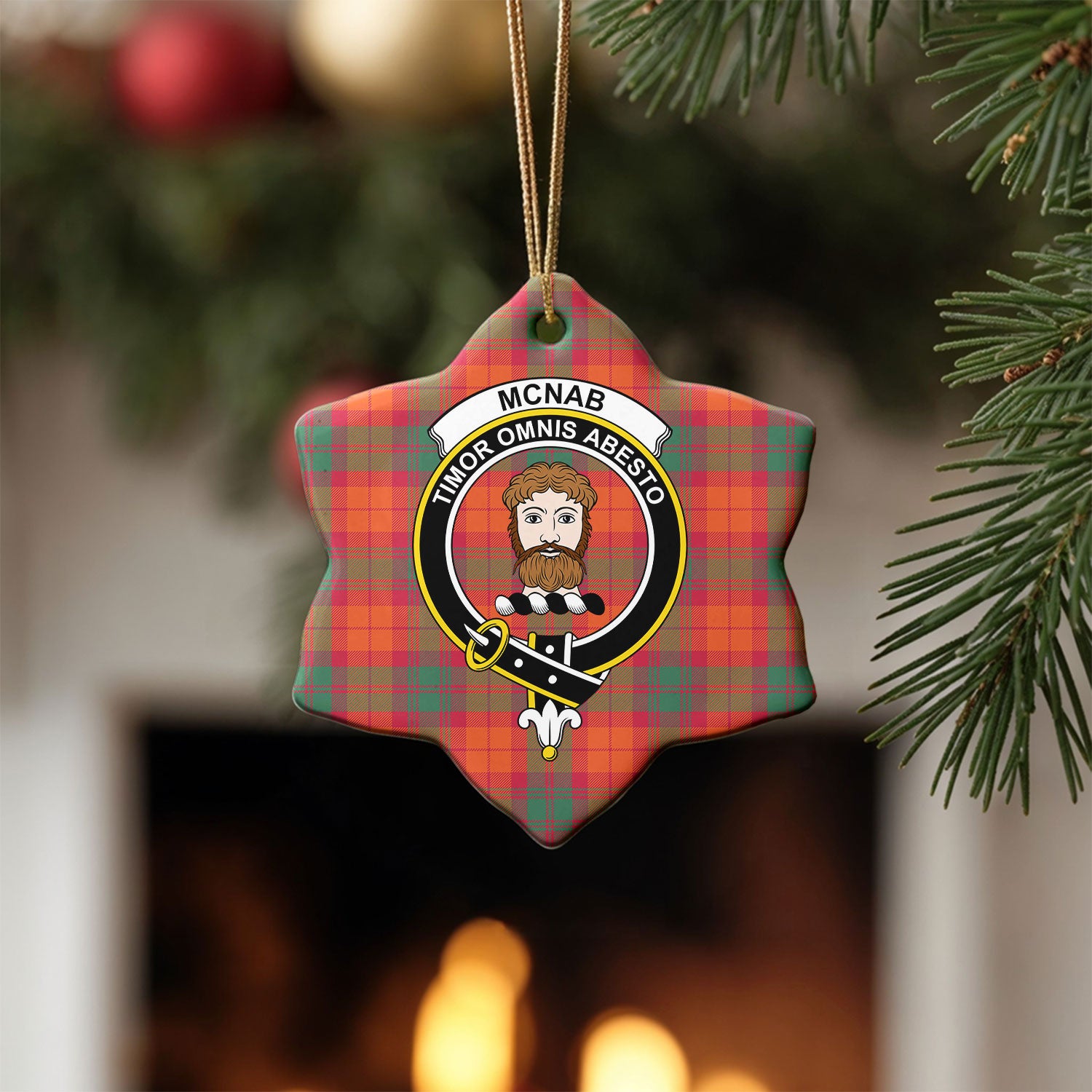 McNab Ancient Tartan Crest Christmas Ceramic Ornament