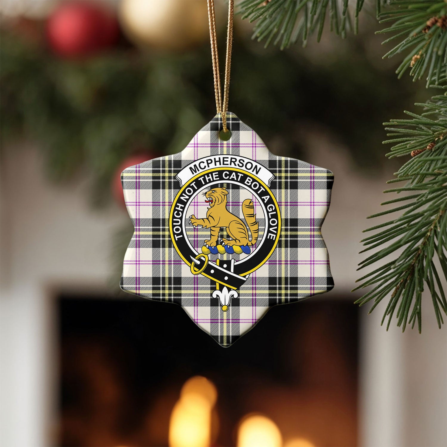 McPherson Dress Ancient Tartan Crest Christmas Ceramic Ornament