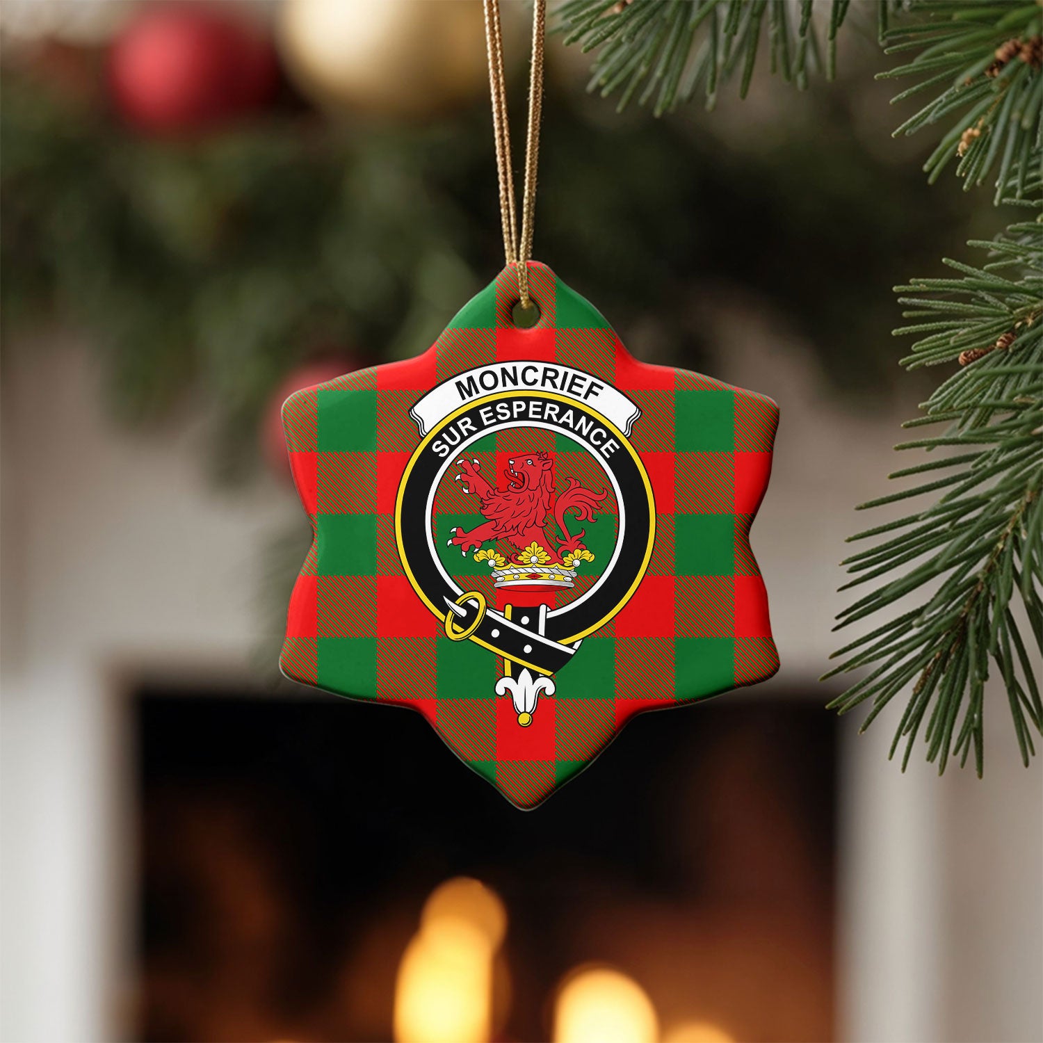 Moncrief Tartan Crest Christmas Ceramic Ornament