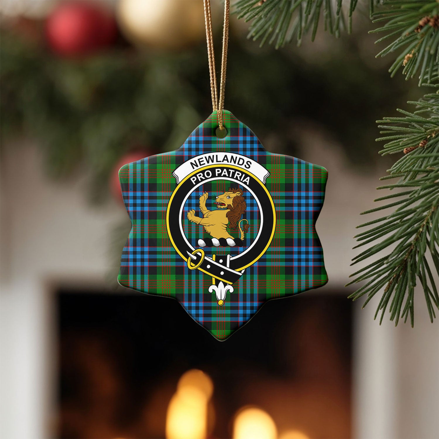 Newlands Tartan Crest Christmas Ceramic Ornament