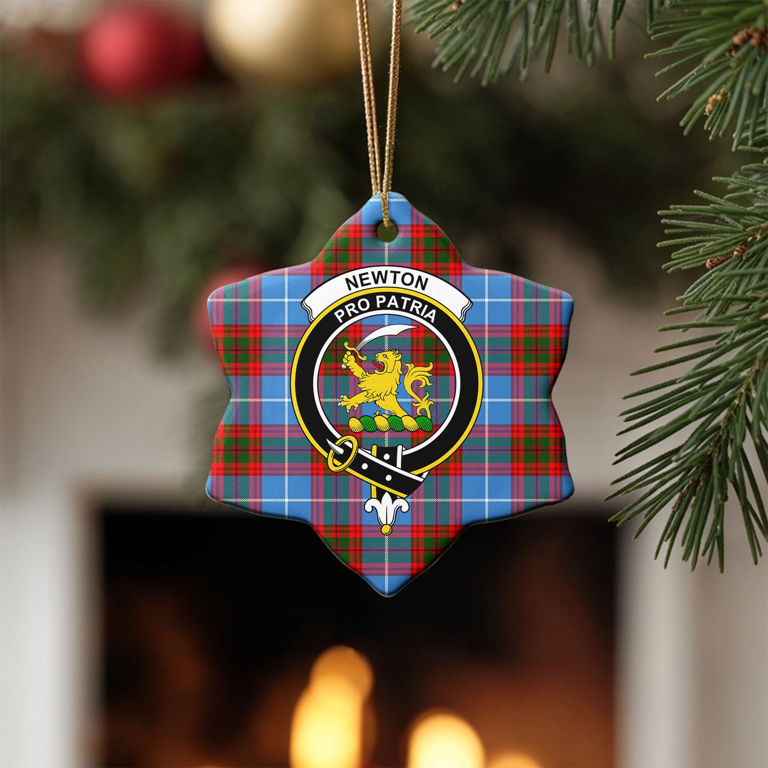 Newton Tartan Crest Christmas Ceramic Ornament