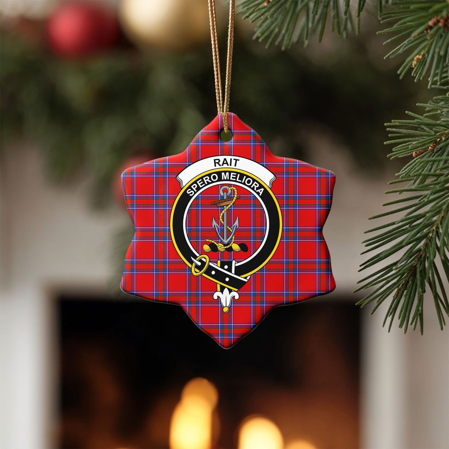 Rait Tartan Crest Christmas Ceramic Ornament
