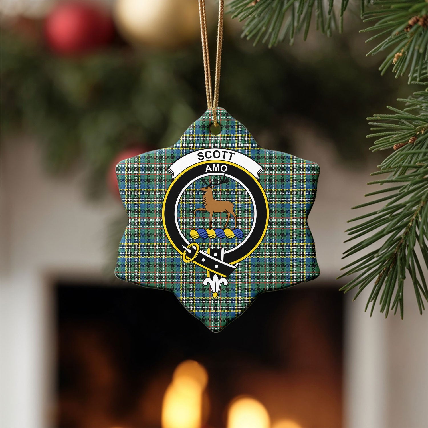 Scott Green Ancient Tartan Crest Christmas Ceramic Ornament