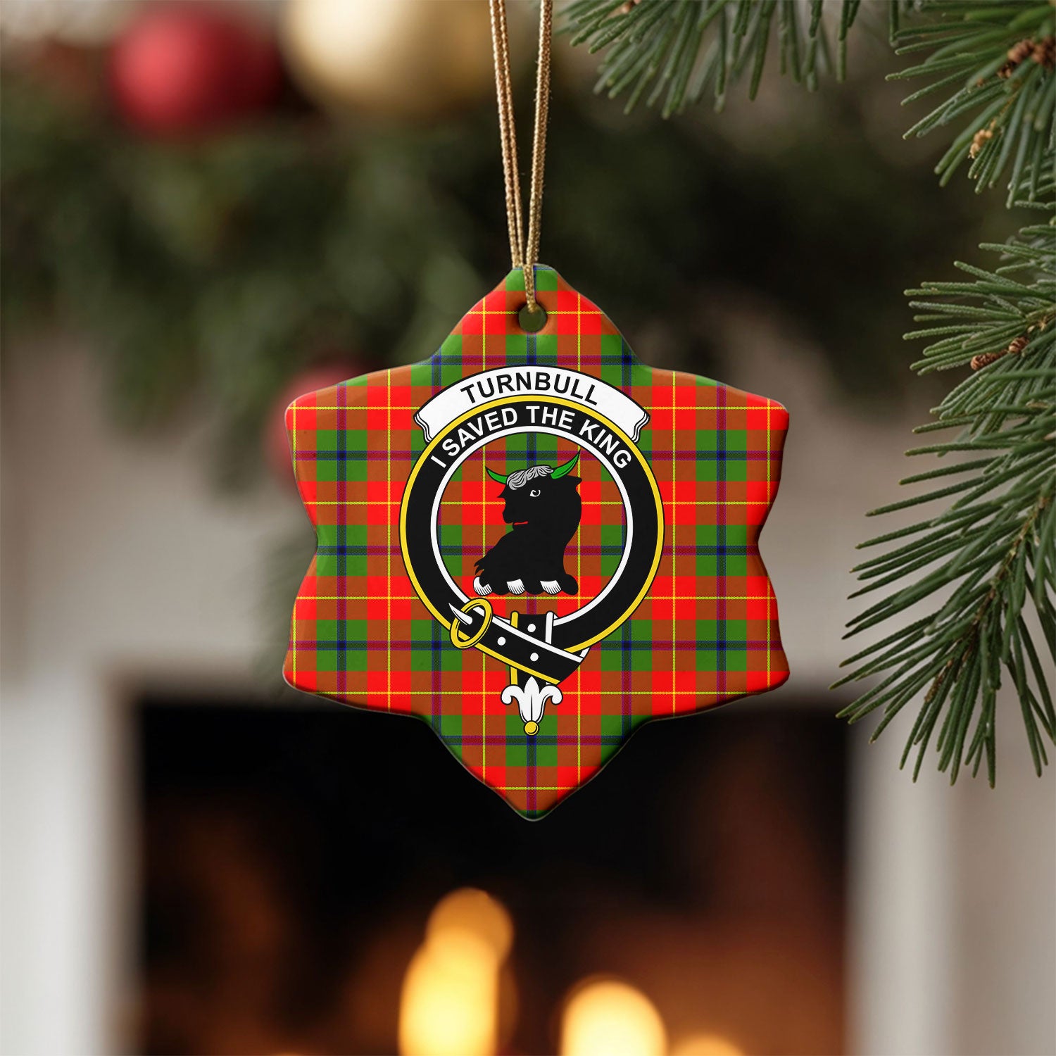 Turnbull Dress Tartan Crest Christmas Ceramic Ornament