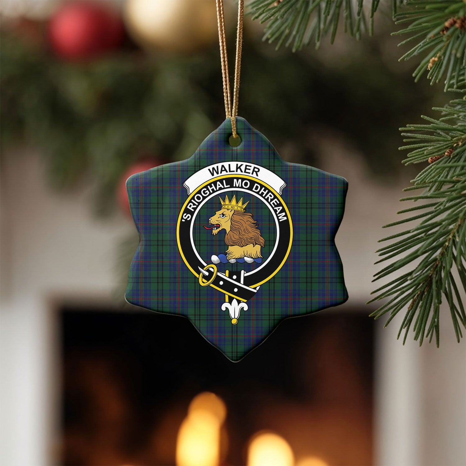 Walker Hunting Tartan Crest Christmas Ceramic Ornament