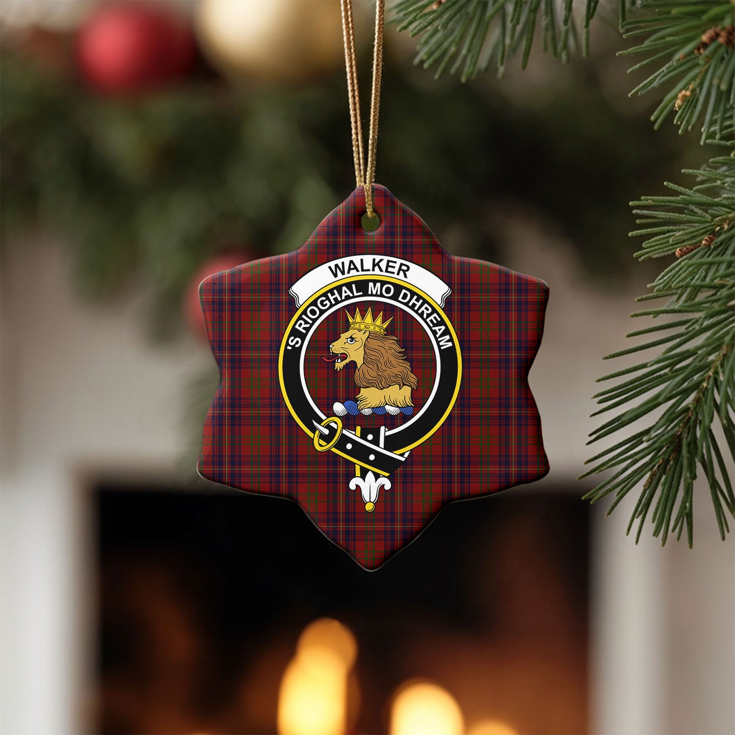 Walker Tartan Crest Christmas Ceramic Ornament