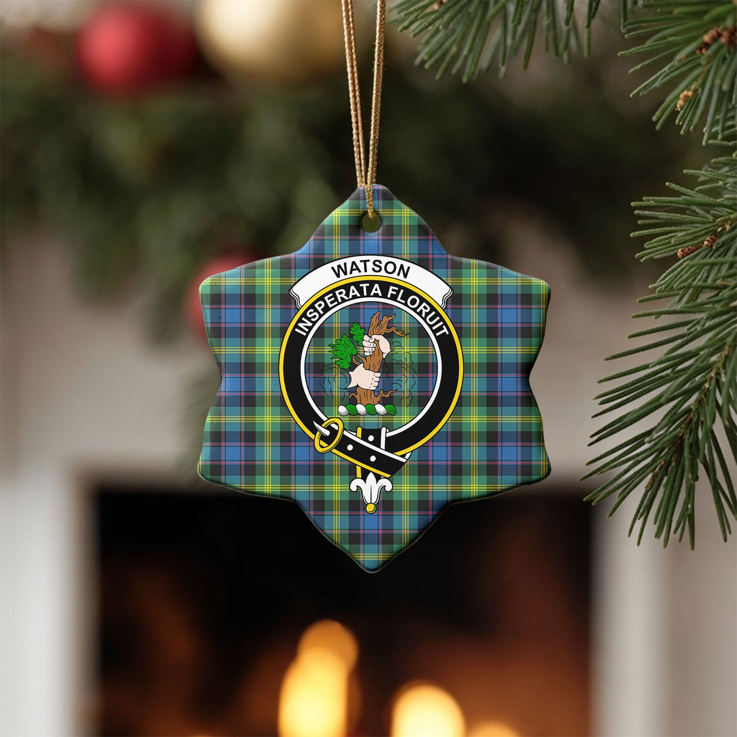 Watson Ancient Tartan Crest Christmas Ceramic Ornament