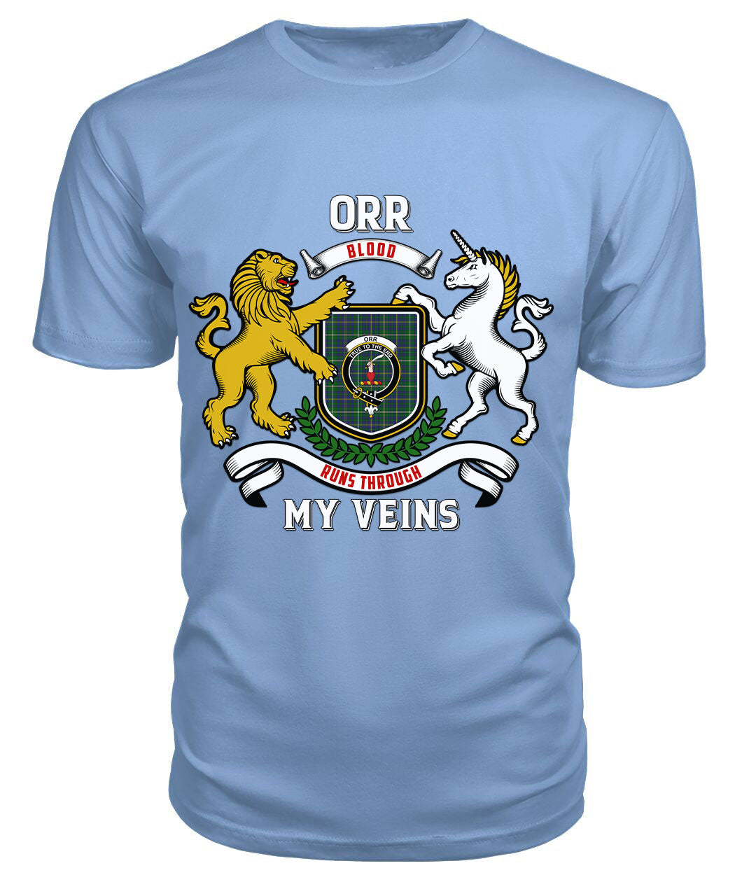 Orr Tartan Crest 2D T-shirt - Blood Runs Through My Veins Style