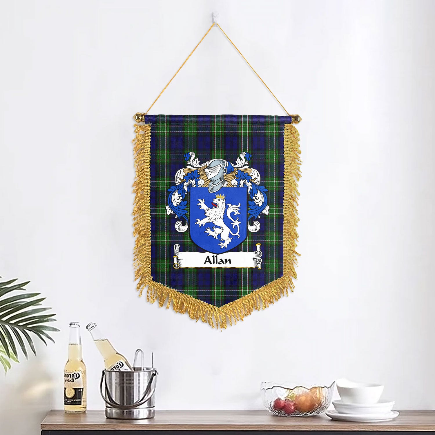 Allan Tartan Coat of Arms Wall Hanging Banner