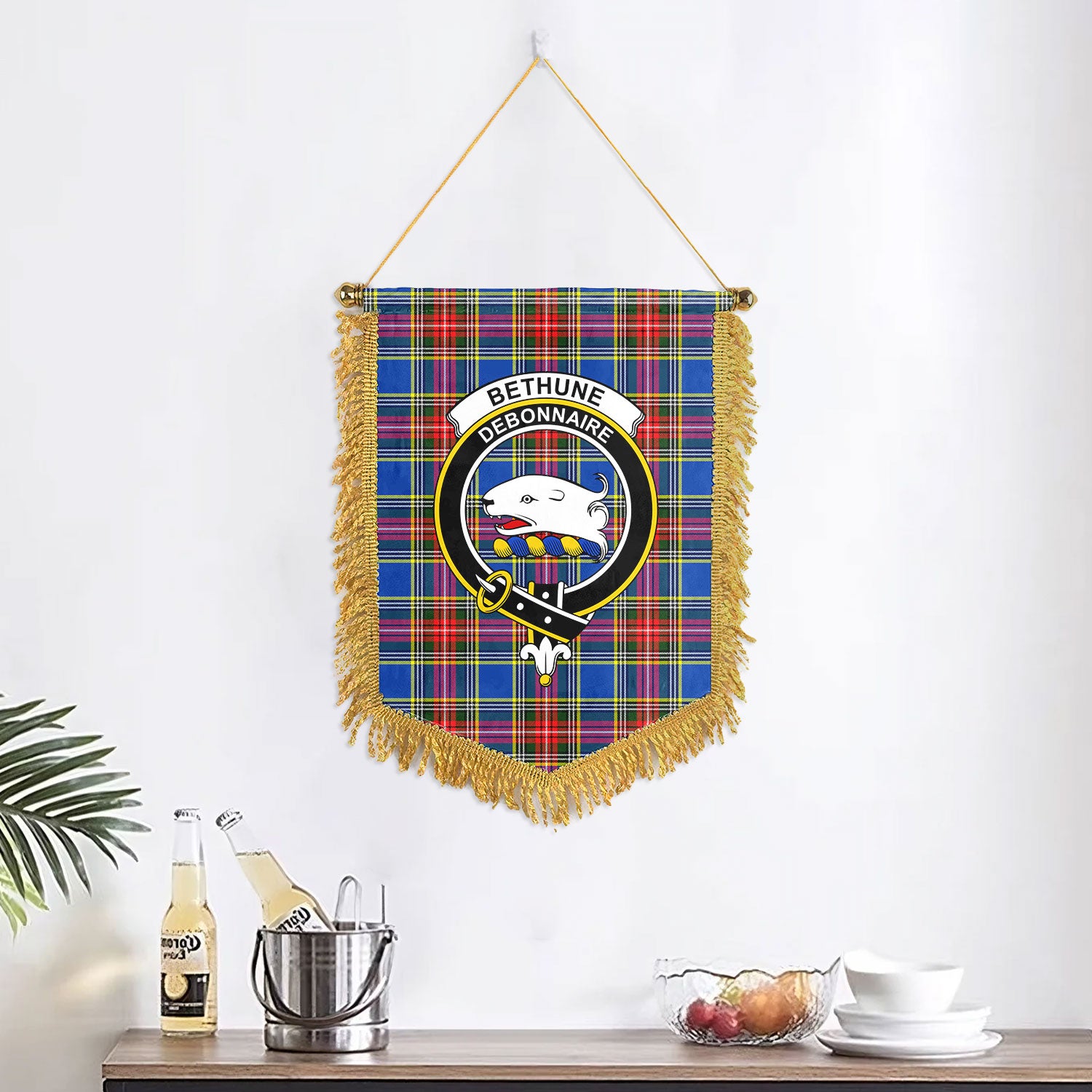 Bethune Modern Tartan Crest Wall Hanging Banner