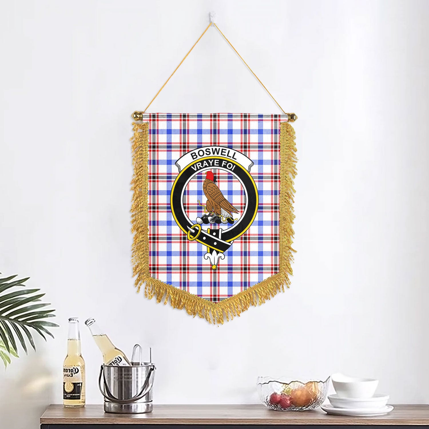 Boswell Modern Tartan Crest Wall Hanging Banner