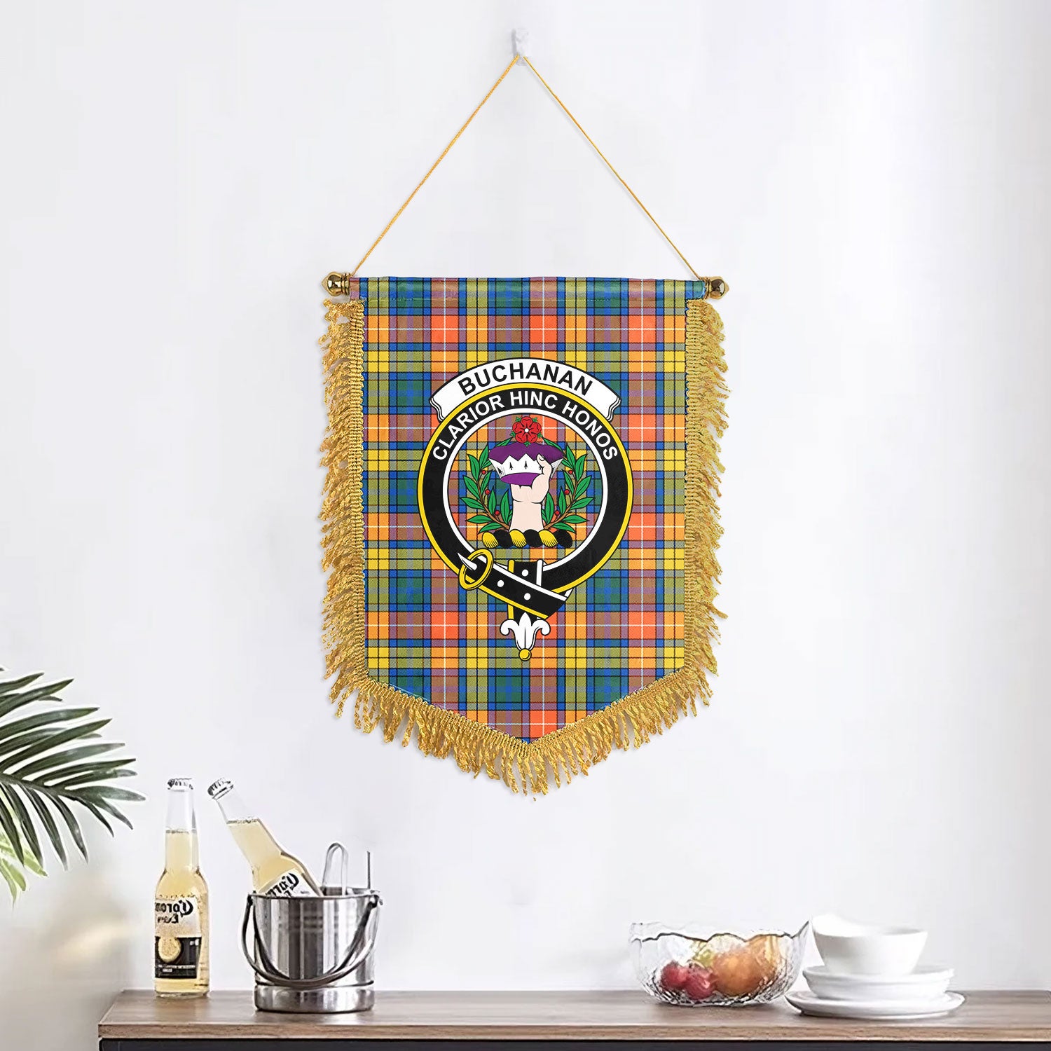 Buchanan Ancient Tartan Crest Wall Hanging Banner