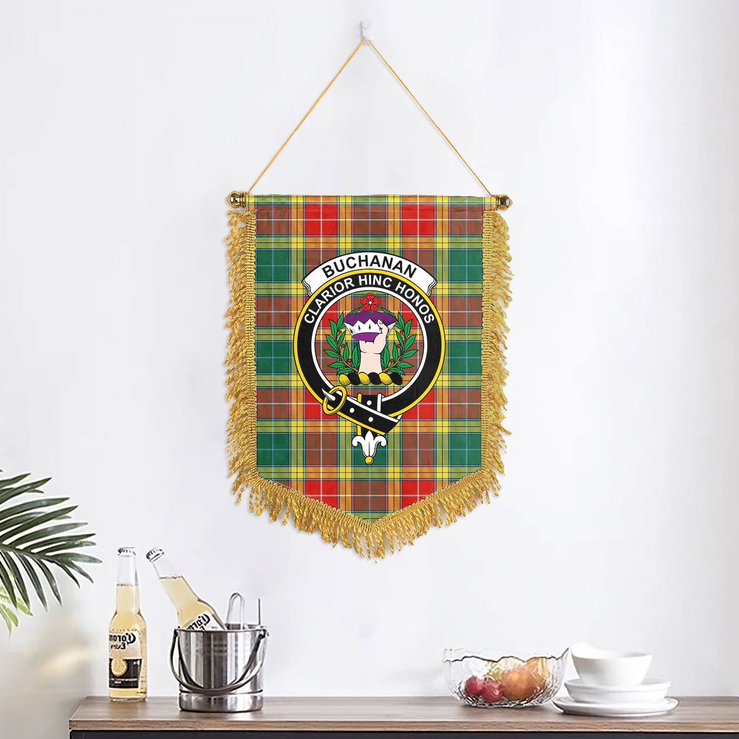 Buchanan Old Sett Tartan Crest Wall Hanging Banner