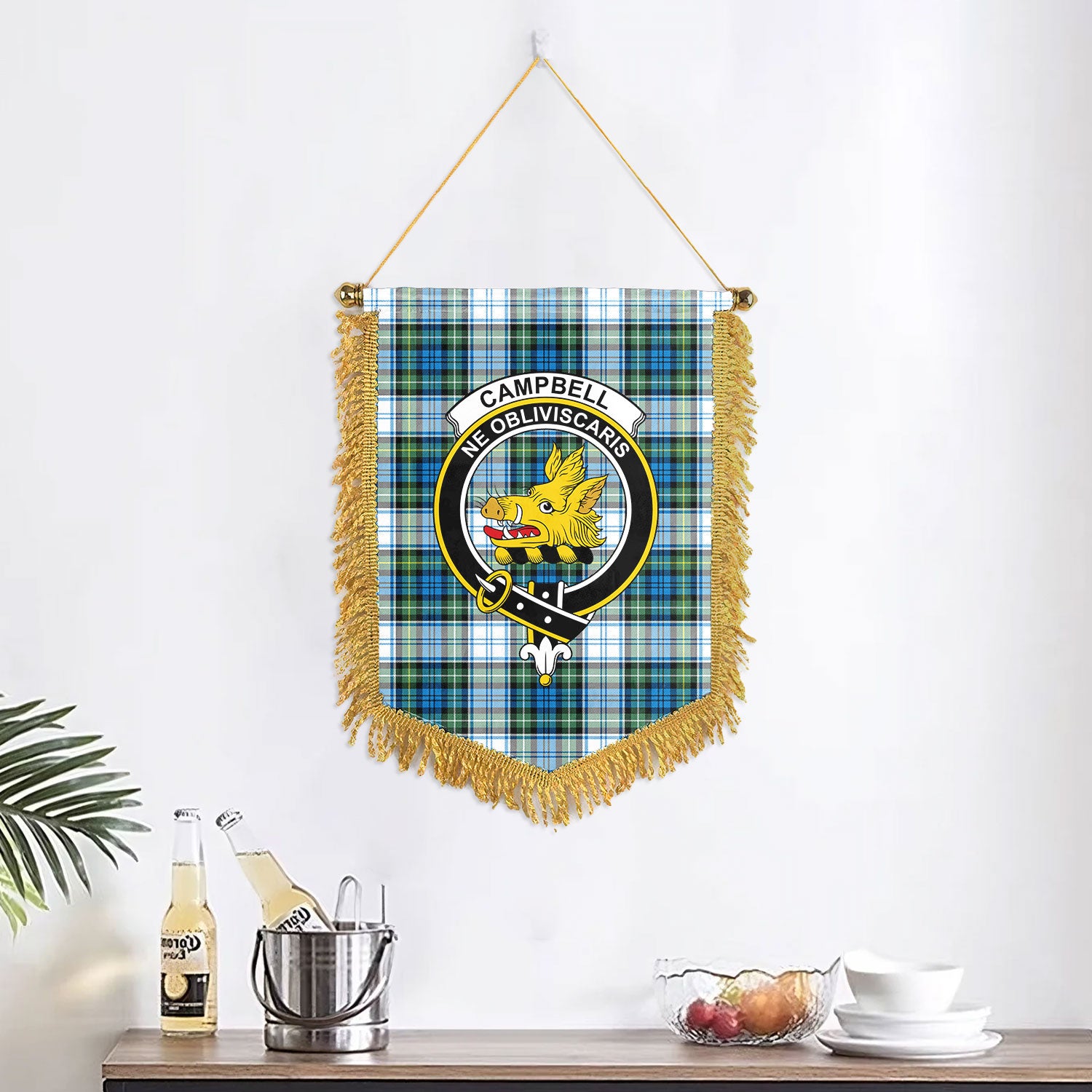 Campbell Dress Ancient Tartan Crest Wall Hanging Banner