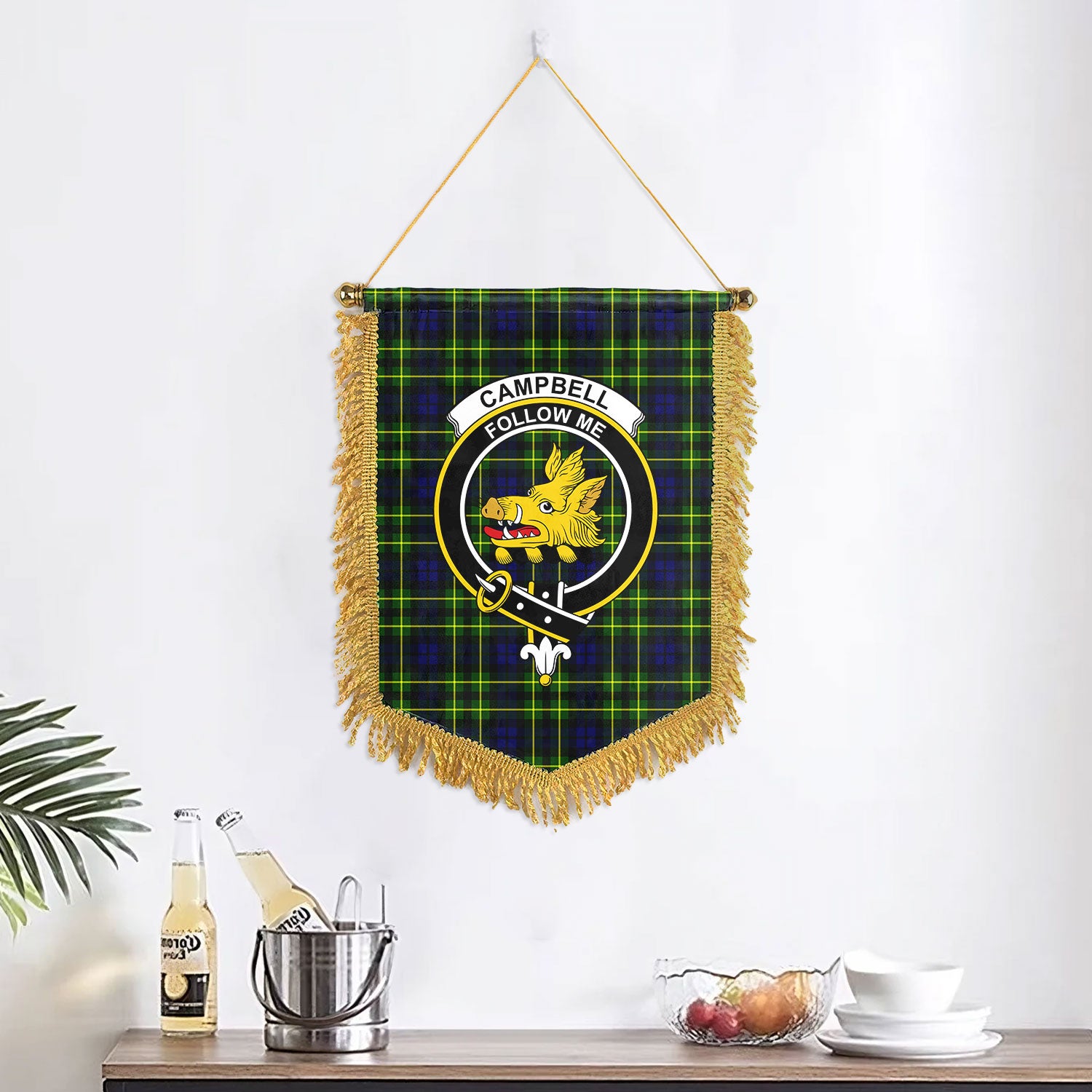 Campbell of Breadalbane Modern Tartan Crest Wall Hanging Banner