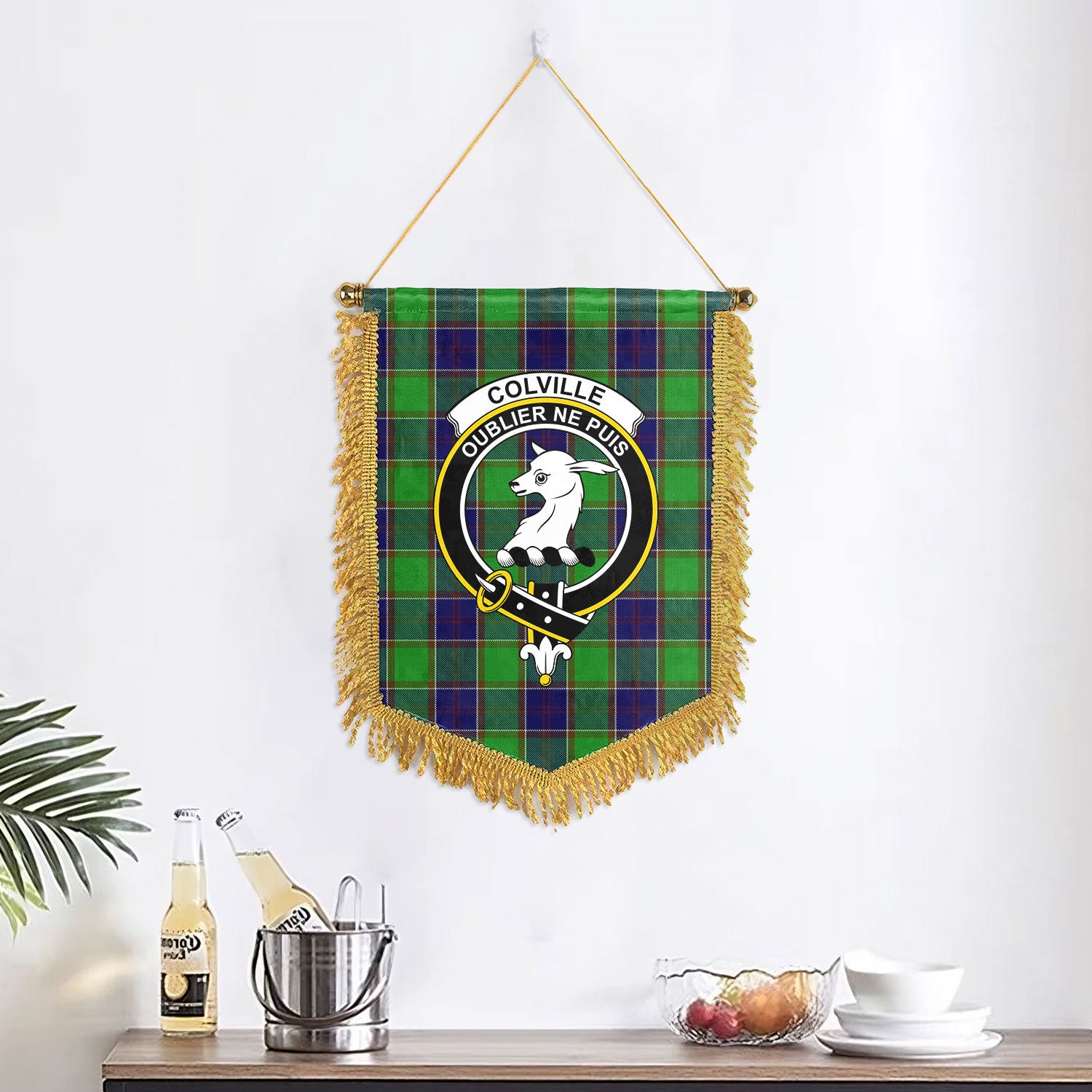 Colville Tartan Crest Wall Hanging Banner