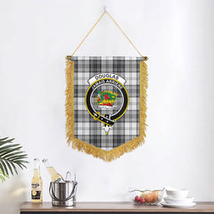 Douglas Grey Modern Tartan Crest Wall Hanging Banner