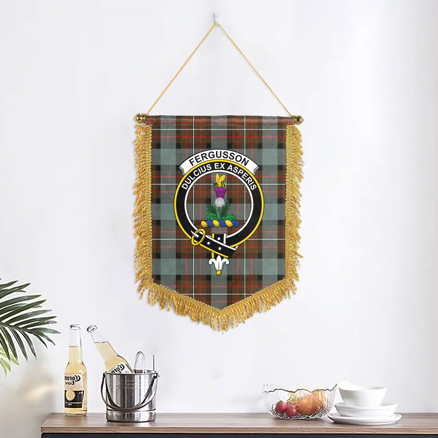 Fergusson Weathered Tartan Crest Wall Hanging Banner