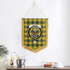 Fraser (of Lovat) Yellow Tartan Crest Wall Hanging Banner