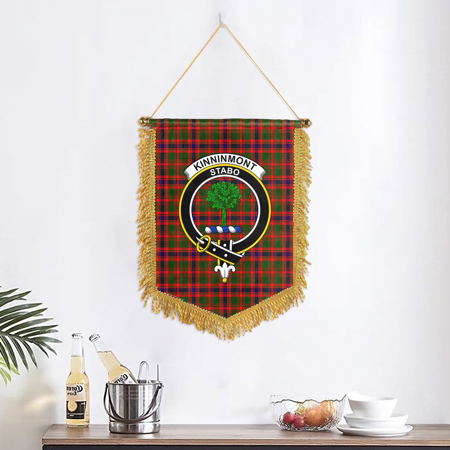 Kinninmont Tartan Crest Wall Hanging Banner