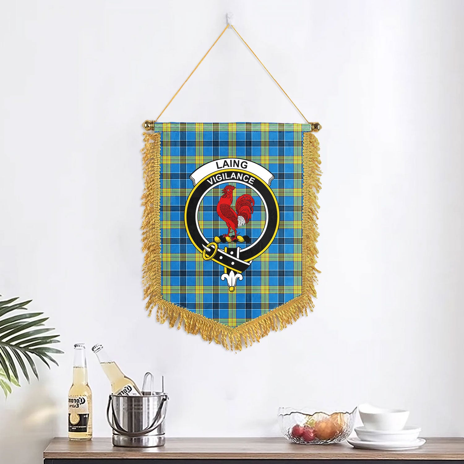 Laing Tartan Crest Wall Hanging Banner