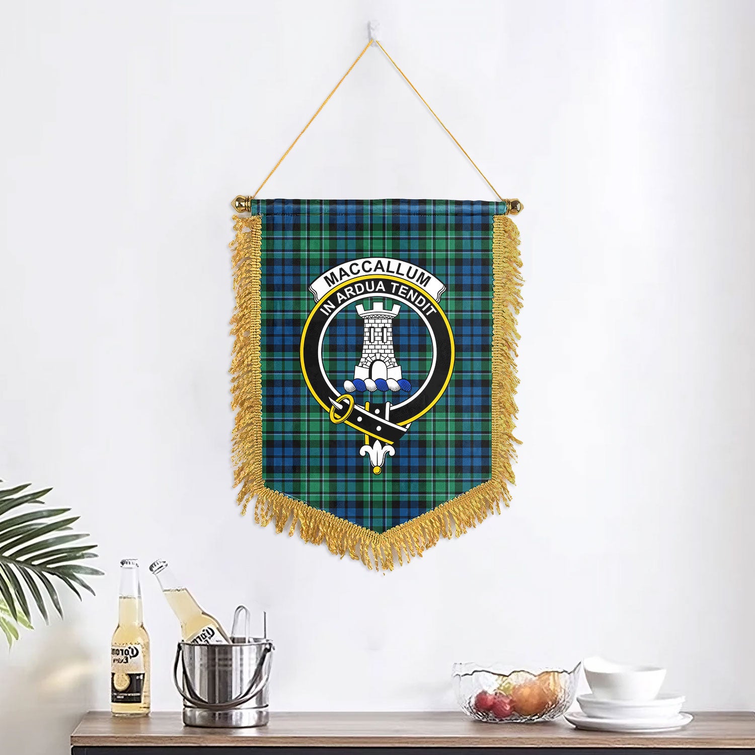 MacCallum Ancient Tartan Crest Wall Hanging Banner