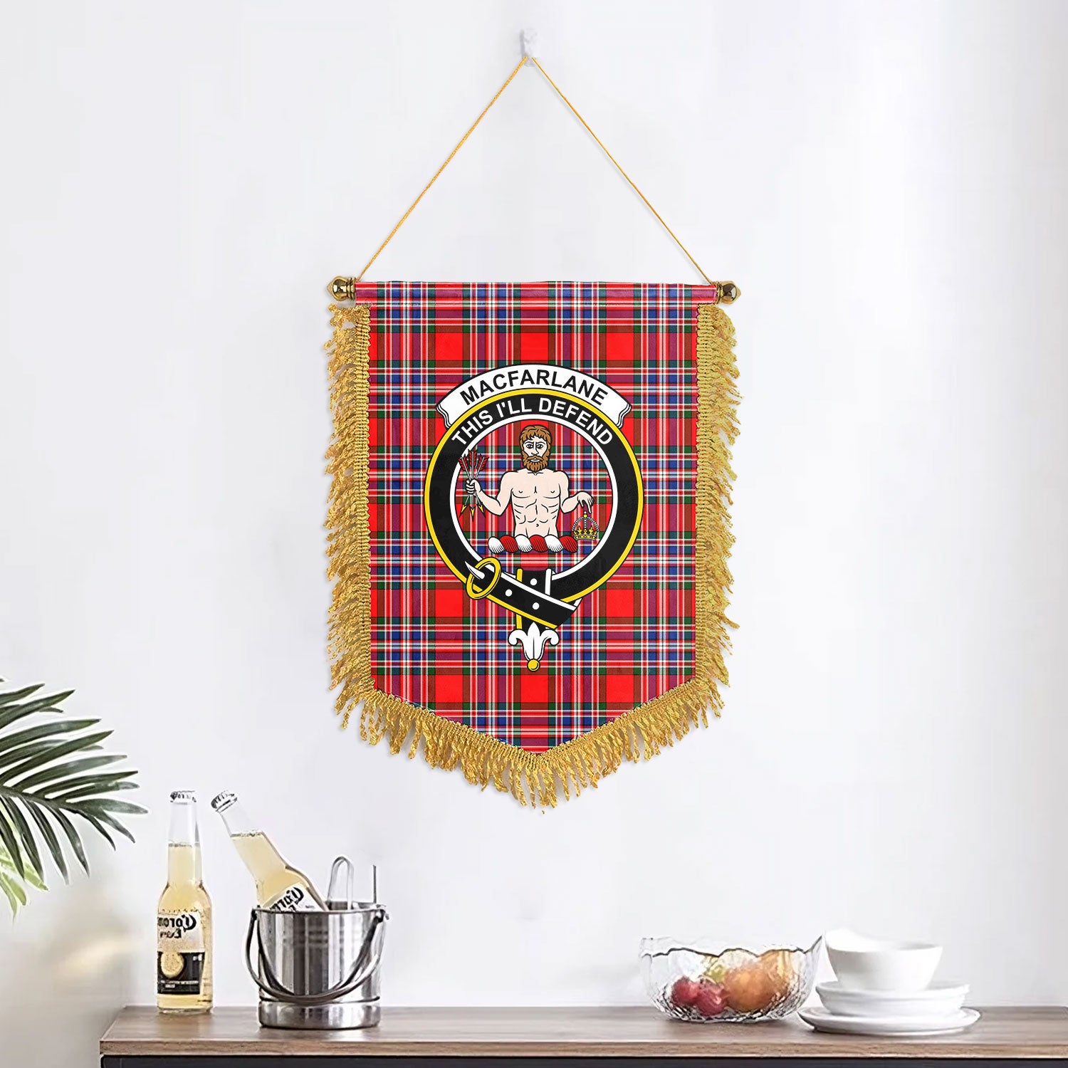 MacFarlane Modern Tartan Crest Wall Hanging Banner