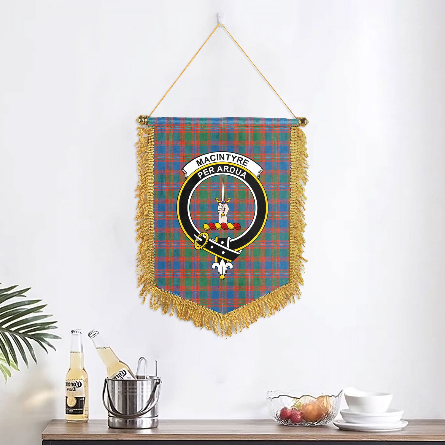 MacIntyre Ancient Tartan Crest Wall Hanging Banner