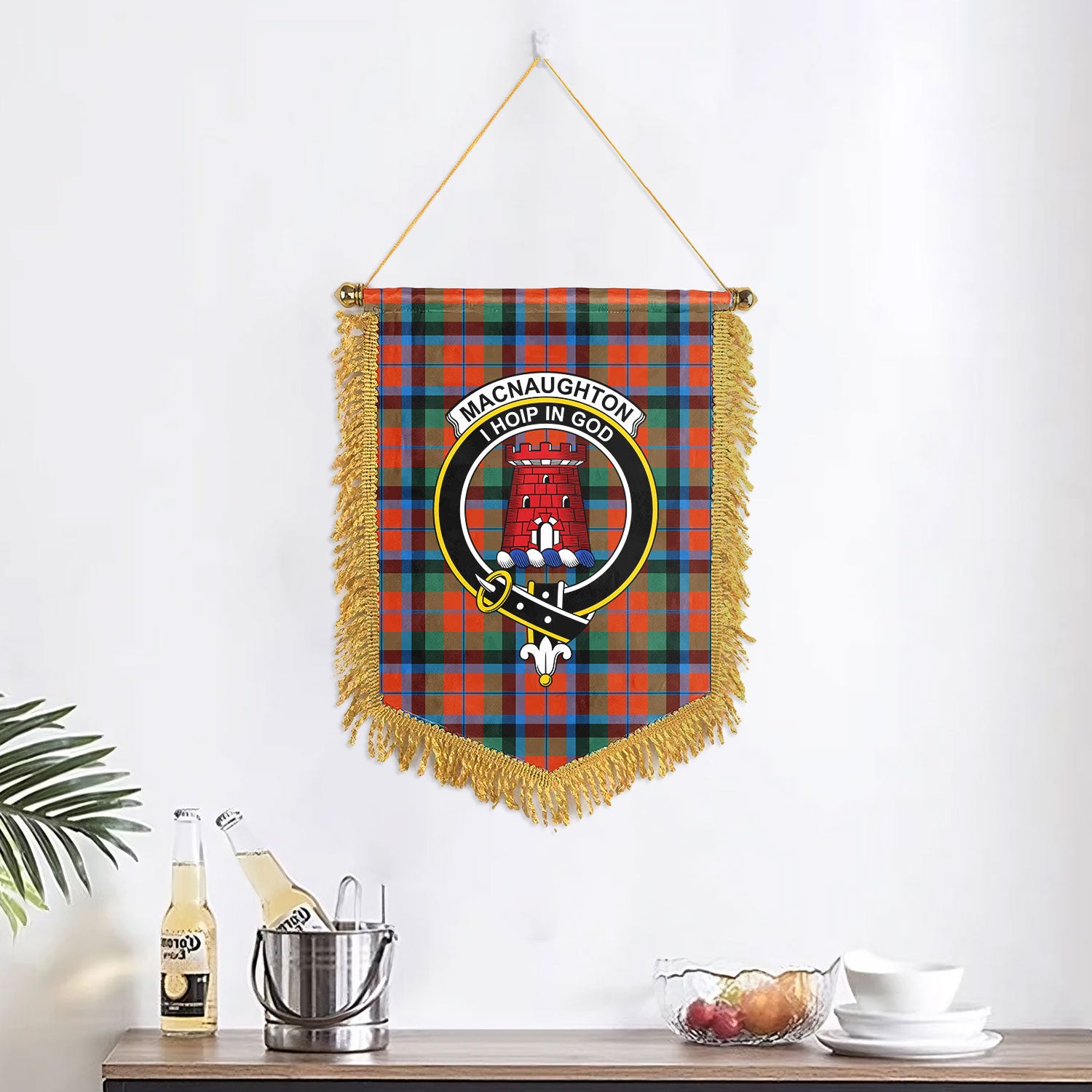 MacNaughton Ancient Tartan Crest Wall Hanging Banner