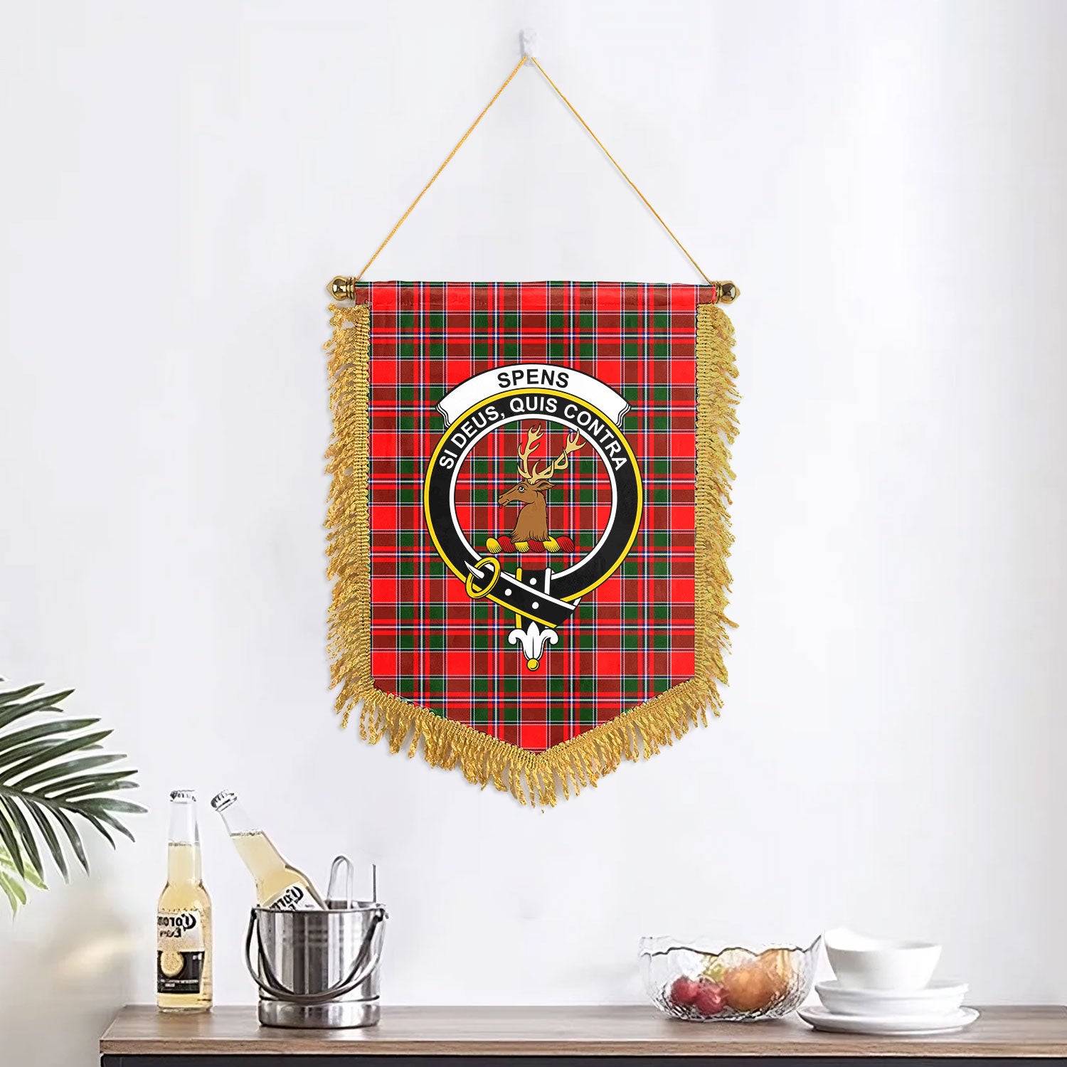 Spens (or Spence) Tartan Crest Wall Hanging Banner