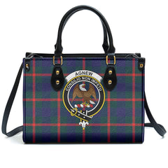 Agnew Modern Tartan Crest Leather Handbag