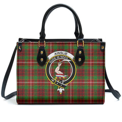 Ainslie Tartan Crest Leather Handbag