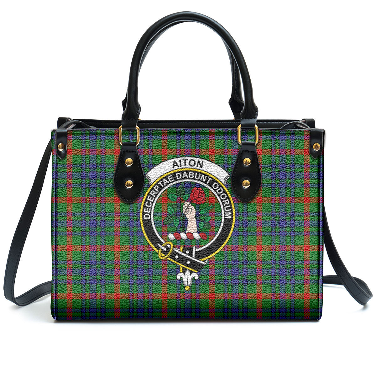 Aiton Tartan Crest Leather Handbag