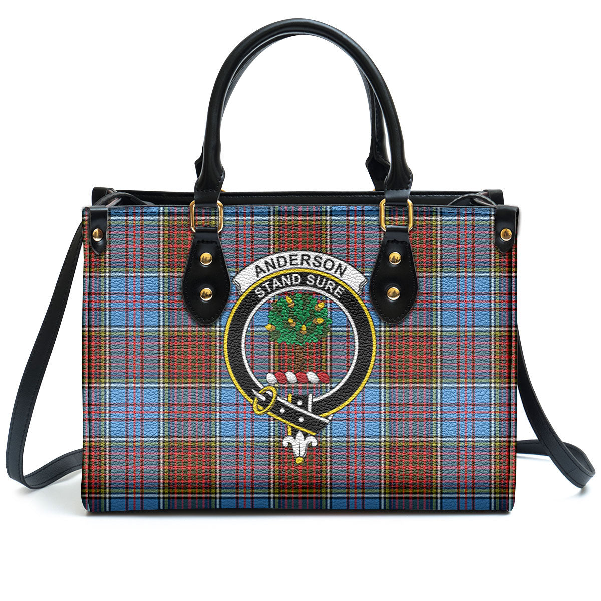 Anderson Modern Tartan Crest Leather Handbag