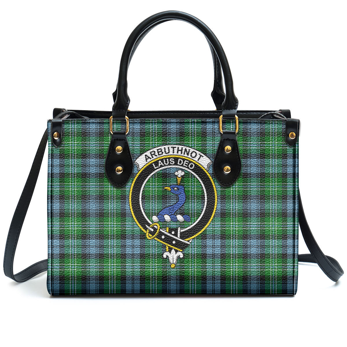 Arbuthnot Ancient Tartan Crest Leather Handbag