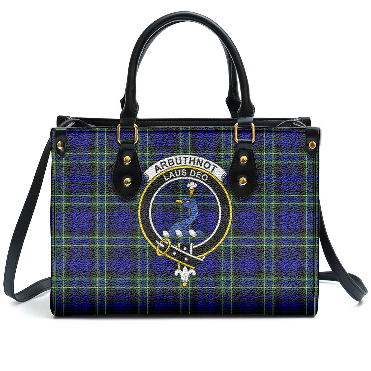 Arbuthnot Modern Tartan Crest Leather Handbag