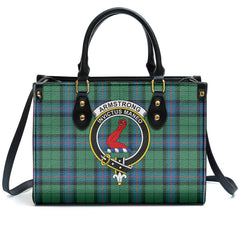 Armstrong Ancient Tartan Crest Leather Handbag