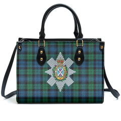 Black Watch Ancient Tartan Crest Leather Handbag