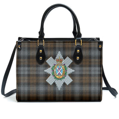 Black Watch Weathered Tartan Crest Leather Handbag