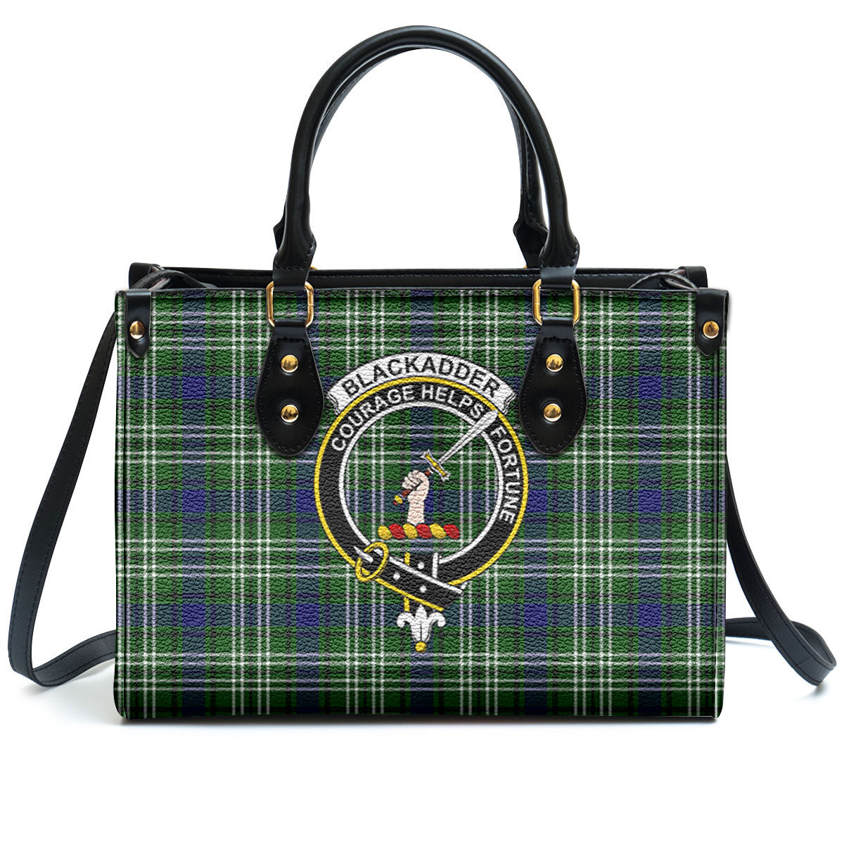 Blackadder Tartan Crest Leather Handbag