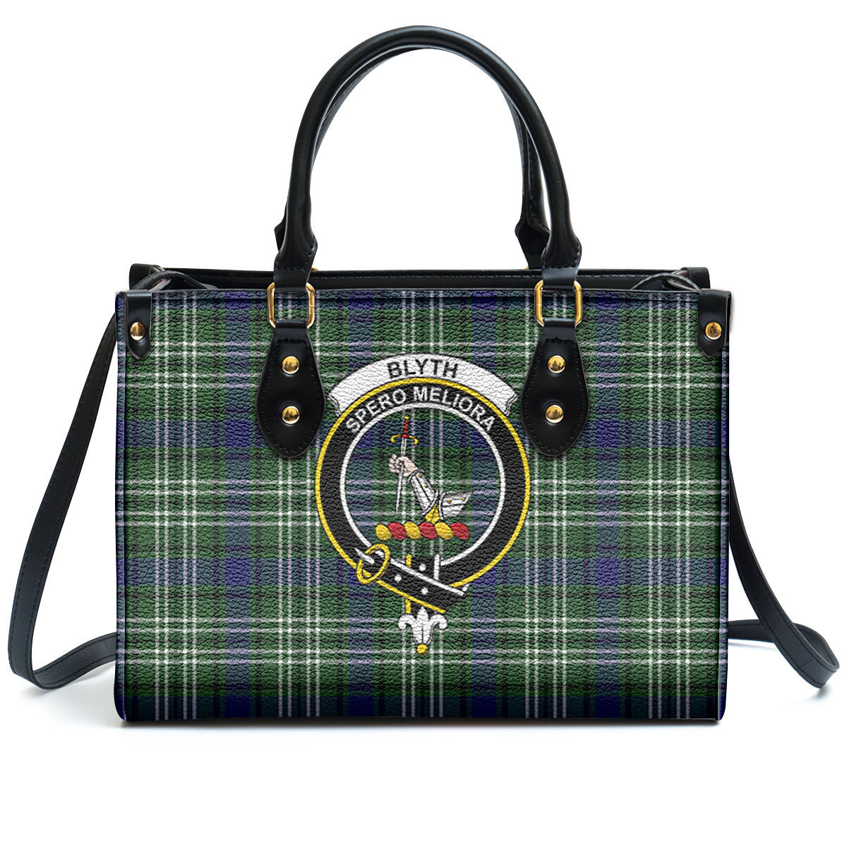 Blyth Tartan Crest Leather Handbag