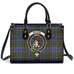 Brodie Hunting Modern Tartan Crest Leather Handbag