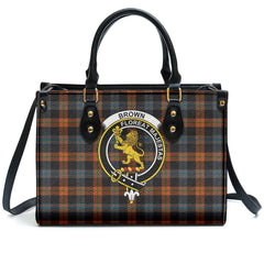 Brown Ancient Tartan Crest Leather Handbag